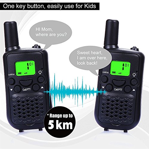 Walkie Talkies , 462-467 MHZ Walky Talky and Long Range Two-Way Radio with A Mini LED Torch for Children and Any Outdoor Activities ( 1 Pair Black )