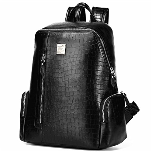 BISON DENIM 14 Zoll Laptop Rucksack Backpack Lederrucksack Schulrucksack f  r Arbeit Campus Studenten Outdoor Reisen Wandern mit Gro  er Kapazit  t  B