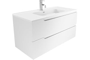 PARAMA Mobile Bagno Sospeso 120 cm 2 Cassetti Bianco Opaco Con Lavabo Mod. Ardenne