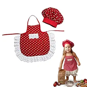 The Root And Craft Kids Birthday Photoshoot Dress Unisex (0 To 12 Month) Baby Master chef Polka dot, Set of -2 (3-6 months)