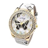 JSDDE Elegant Retro Femme Montre Quartz Analogique Faux Cristal Strass Cadran Do