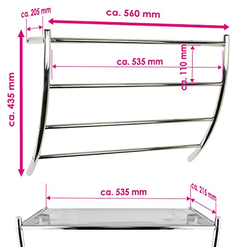 bremermann® Wandregal, Badregal mit Ablagefläche und 3 Handtuchstangen - 4