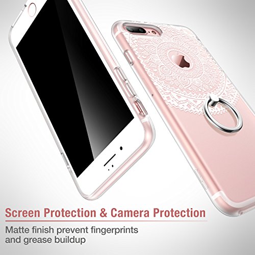 iPhone 7 Plus Case, ESR [Ring Holder Kickstand] Flexible TPU Bumper Case Shock Absorption with Anti Scratch Clear PC Back Floral Print Design Protective Case Cover for Apple iPhone 7 Plus 5.5