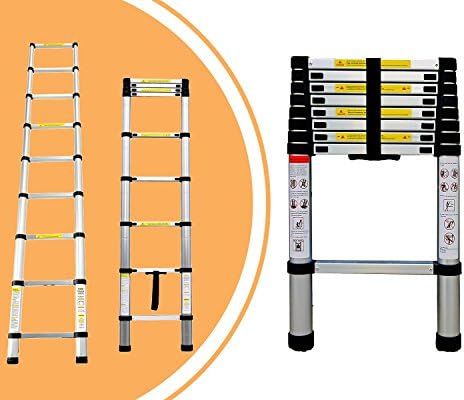 Leogreen - Telescopic ladder, Extendable Ladder, 8.5 feet, EN 131, Maximum load: 330 lbs