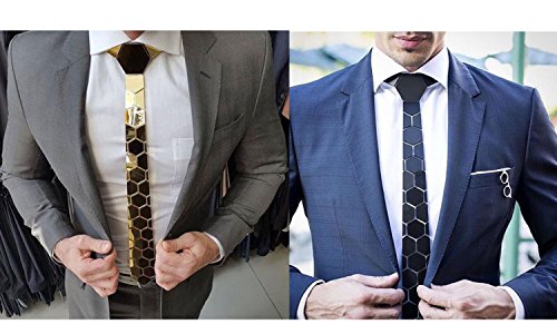 Limited edition honeycomb reversible matte black and shining gold mirror hex tie RS.738 (90.00% Off) - Amazon