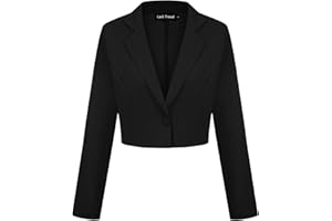LADI TREND Womens Cropped Blazer One Button Jacket Blazers Notched Lapel Casual Elegant Classic Long Sleeve Workwear Lapel Suit