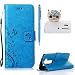Produktbild LG V10 Hülle Leder ,SKYXD Drucken Schmetterling Blumen Prägung Motiv PU Folio Ledertasche [ Standfunktion / Magnetverschluss / Kartenfächer] Einfarbig Handyhülle 3 in 1 Handytasche mit Eule Staubstecker + Eingabestift für LG V10 Schutzhülle - Blau