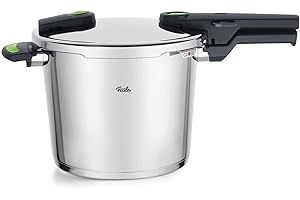Fissler Vitaquick Green Pentola a pressione in acciaio inox 6 L, 22 cm, 2 livelli di cottura, incluso inserto, adatta a fornelli a induzione