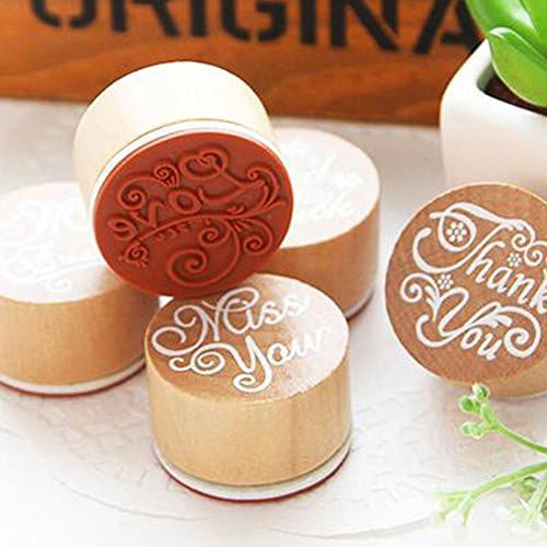 Jooks Wooden Rubber Stamp Round Shape Handwriting Wishes Benediction Craft Scrapbook Crafting love You 1pcs