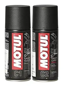 Motul Combo of C2 Chain Lube (150 ml) and C1 Chain Clean for All Bikes (150 ml)