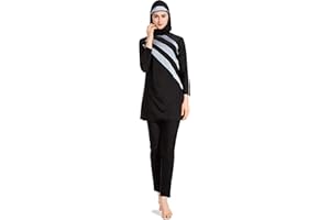 RAVENT Muslim Swimwear for Women Modest Swimsuit Burkini Top Pants Hijab 3 Pieces Full Cover Swimming Costume Islamic Bathing Suit Middle East UV Protection Rash Guard Surfing Beachwear