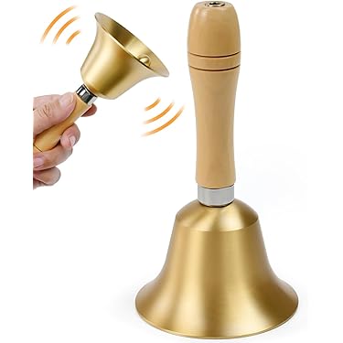 Campanella Babbo Natale Set 3 Campanelle A Mano - Campane Reception In Legno E Ferro Dorato Campanelle Natale