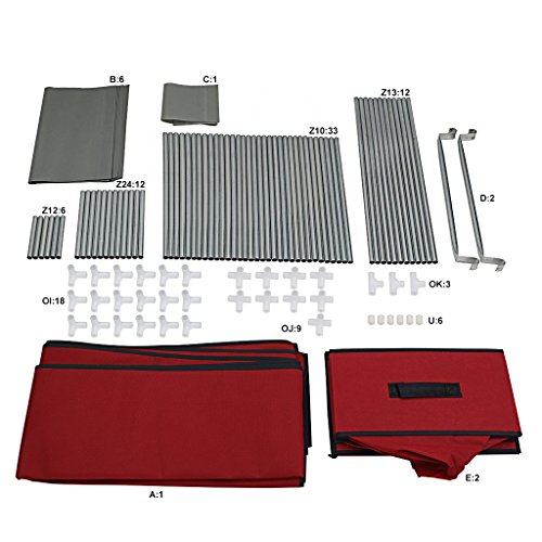 Finether Faltschrank Stoffschrank Textilschrank Faltkleiderschrank Stoffkleiderschrank Textilkleiderschrank faltbarer Kleiderschrank aus stoff mit Kleiderstange für Schlafzimmer Camping stabil 2-türig 87 x 45 x 170cm Rot - 4