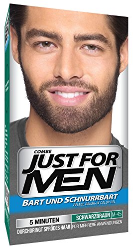 3x JUST FOR MEN Brush-In-Gel für Bart und Schnurrbart, Schwarzbraun (je 28,4g)