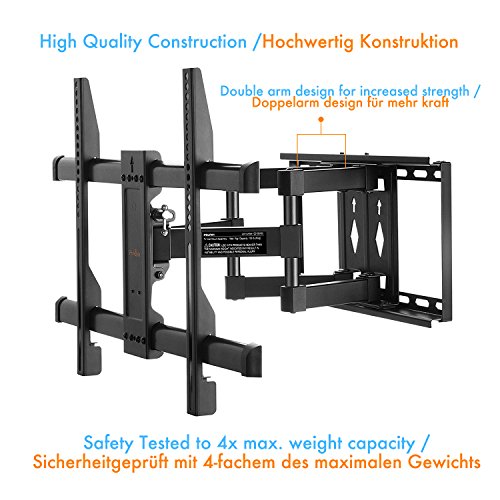 Perlegear TV Wandhalterung für 37-70 Zoll TVs – TV Halterung mit bis zu 45kg Gewicht – Beugt Nacken/Augen-Überanstrengung vor – inklusive 10 Fuß HDMI Kabel und Beton-Dübel - 2