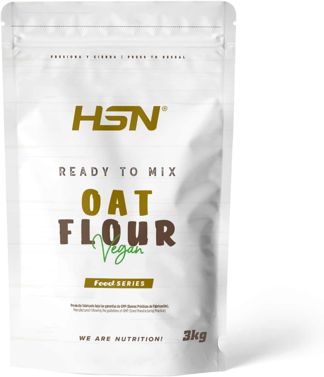 HSN Harina de Avena de Sabores Instantánea en Polvo | Sin Sabor 3Kg = 60 Tomas por Envase | Sin Azúcares Añadidos | Ideal Tortitas de Avena, Batidos de Proteínas | No-GMO, Vegano