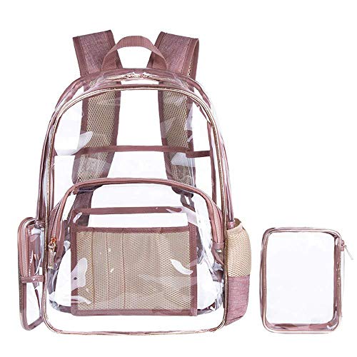 Preisvergleich Produktbild Aolvo Transparenter Rucksack für Schule, Sport, Reisen, für Laptops mit einer Bildschirmdiagonale von 39,6 cm (15,6 Zoll), roségold