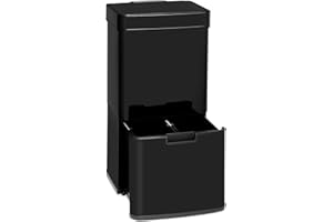 Klarstein Royal Trash Sensor-Mülleimer, 72 L Volumen in 4 Behältern, Restmüll & Recycling-Abfälle: 43 & 2 x 12,5 L, Bio-Eimer mit Deckel: 4 L, automatisches Öffnen und Schließen, Glänzend schwarz
