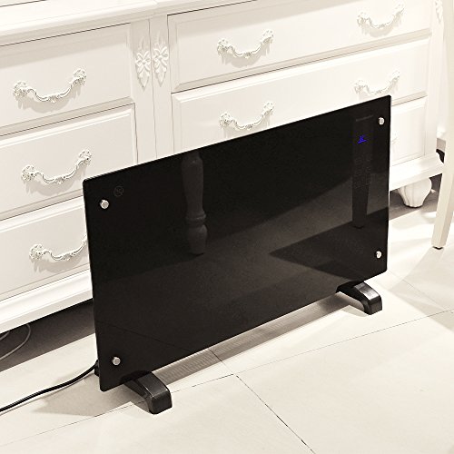 Homeleader® Glas Konvektor Heizung elektrischer mobiler Flachheizkörper 2000W Stand und Wand GH-20F schwarz - 7