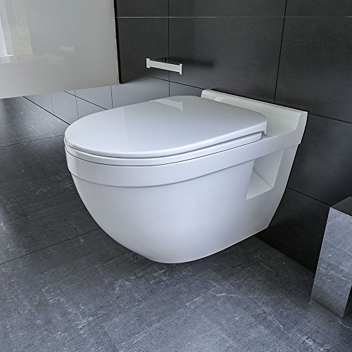 Wand Hänge WC / Design WC-Sitz / inkl. Soft-Close Funktion / Weiss / Keramik / Tiefspüler - 6