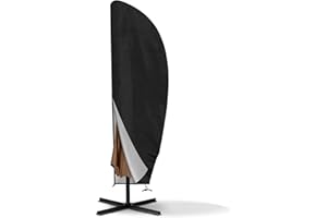 WISCLASS Parasol Protective Cover, Parasol Cover for 2 to 4 m Large Parasol Cover, Outdoor Cantilever Umbrella, Weatherproof, UV-Anti, Windproof and Snow-Proof 265CM：40 * 70 * 50cm cm, Black