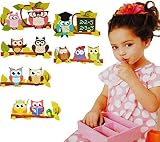 6 tlg. Set _ Fensterbilder - " lustige bunte Eulen " - Sticker Fenstersticker Aufkleber - selbstklebend + wiederverwendbar - Fensterbild / z.B. für Fenster und Spiegel - Fensterdeko Fensterfolie Kinderzimmer - Postersticker Deko - Kinder - Eule - Jungen - Vögel auf Ast - Bäume