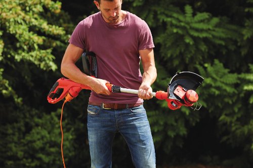 Black+Decker 450W Elektro-Rasentrimmer, E-Drive, 25cm Schnittbreite, mit Zahnradantrieb, Automatische Fadeneinstellung, Führungsschiene ST4525 - 4