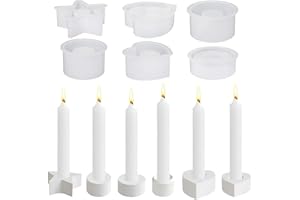 6 Silikonform Kerzenhalter, FORMVERSITY Silikonformen Gießformen Weihnachten, Silikonform Kerzenhalter Rund, Gießform Stern, Gipsformen zum Gießen, Kerzen Silikonformen für Stabkerzen