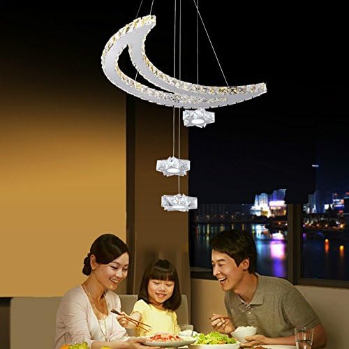 FengChandelier-Modern crystal chandelier _ Stars Moon Crystal Chandelier creative personality art led restaurant bedside lamps,Warm light,Samsung moon