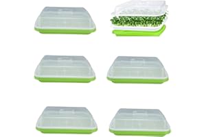 Rigute 6 Stück Seed Sprouter Tray, Keimschalen für Sprossen mit Deckel, Treibhaus Anzuchtschale, 32cm x 26cm Baumschule Tablett für große Samen Keimung Garten Home Office