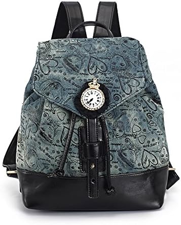 Women's Ladies Girls Backpack 2017 New Shoulder Bag Female Korean Casual Printing Canvas Travel Bag College Wind Shoulder Bag(C)(25*12*34Cm)