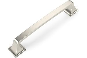 Amerdeco 6 Stück Möbelgriffe Gebürsteter Nickel 128mm Lochabstand Zinklegierung Griffe für Küchenschränke Schrankgriffe Schubladengriffe Türgriffe für Küchenschränke Kleiderschrank UK0015