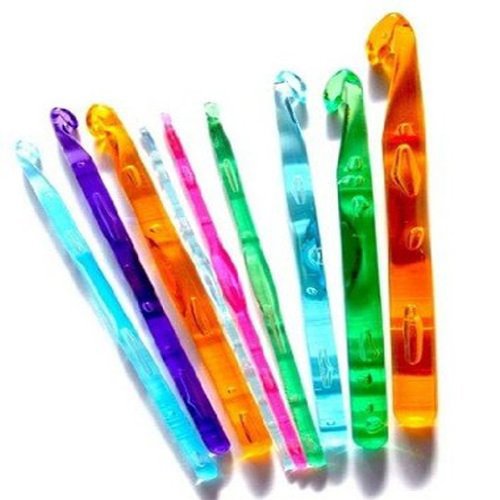 BestMall_FR Agujas de plástico de crochet (3 mm - 12 mm, 9 unidades), colores diferentes