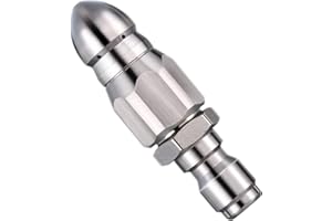 SGERUFZ Boquilla de alta presión para desatascar tuberías de aguas residuales, para limpiadoras de alta presión, tubo de limpieza, boquilla de retroceso/cohete (para manguera de 1/4")
