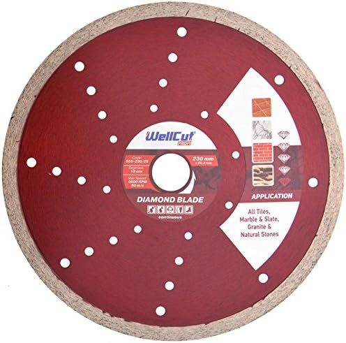 9" High Quality Continuous (Tile) Diamond Cutting Disc By WELLCUT | Diamond Angle Grinder Blade For All Types Of Ceramic Tiles | 230 x 25.4 mm | Profi Series