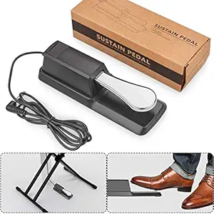 DEVICE OF URBAN INFOTECH Digital Piano and Keyboard Sustain Pedal Damper Sustain Pedal 6 feet cable with 1/4 inch plug for Yamaha, Roland, Casio, Korg, Behringer, Moog - Universal Foot Pedal Black