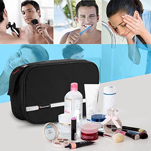 GHB Kulturtasche wasserdichter Kulturbeutel faltbare Kosmetiktasche zum Aufhängen für Herren und Damen Schwarz - 6