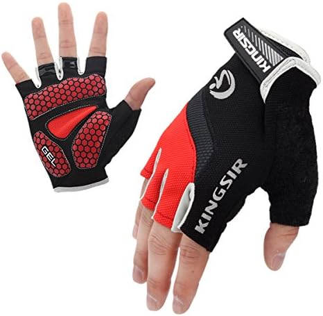 Cycling Mountain Bike Gloves Road Racing Bicycle Gloves Light Silicone Gel Pad Biking Half Finger Gloves Red