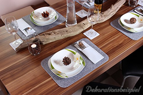 10er Set Glasuntersetzer aus Filz in graumeliert (und weitere Farben wählbar), Edel und elegant, 10cm quadratisch - 6