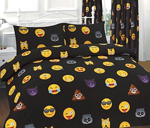 Lifestyle Production @ IKONS Reversible Duvet Cover Sets Bedding Pillow Cases All Size (Super King, Black)