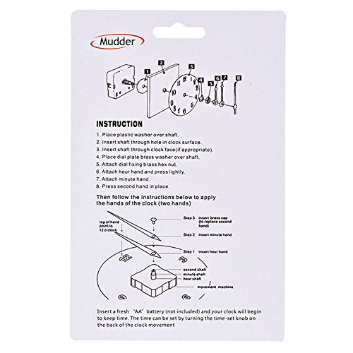Mudder Quarz Uhrwerk Mechanismus Golden Zeiger Zifferblatte von Maximale 3/ 25 Zoll Dick, Gesamtschaft von 1/ 2 Zoll lang - 7