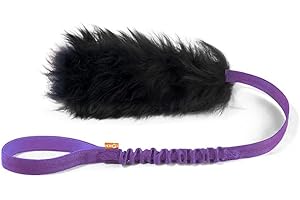 HOWGO Dog Rope Toy,Dog Bungee Chaser 100% Sheepskin,Sheep Smell Tug Toy for All Breeds (Purple, Long without Ball)