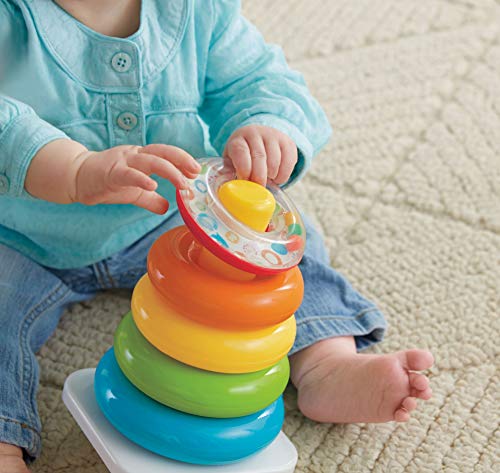 Fisher-Price Pyramide Arc-en-Ciel Jouet Bébé, Favorise la Coordination des Gestes et l'Apprentissage des Couleurs, 6 Mois et Plus, FHC92 – Image 6