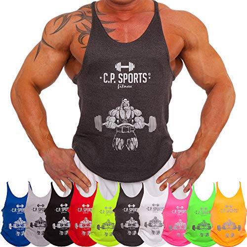C.P. Sports Stringer Tank Top - con Culturista, Steelysports, trägershirt, año, Color - Gris, tamaño M
