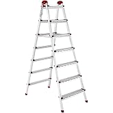 Ayyıldız &Ccedil;ift &Ccedil;ıkışlı Katlanabilir Ev Tipi Merdiven 7+7 Basamak Galvanizli