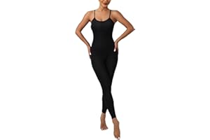 HomyComy Tuta Intera Donna Yoga Jumpsuit Sportiva Tuta Intera Scollo U Completo Tinta Unica One Piece Palestra Leggings Slims Abbigliamento Moda Elastico Rompers Clubwear
