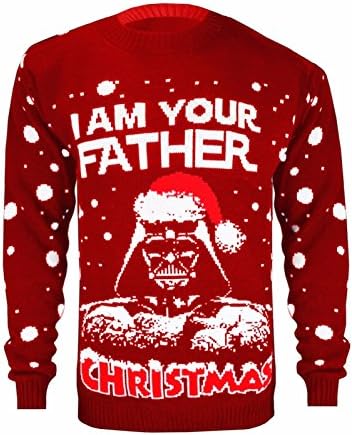 Unisex Ladies Men Knitted Xmas Star Wars Vintage Darth Vader Novelty Jumper S-XL (Red=DV, L)