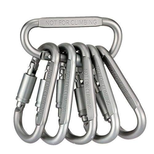 Aluminium Karabiner Schlüsselanhänger D-Ring Locking Karabiner-Haken Lock Schlüsselanhänger für Camping Wandern Angeln Reisen Outdoor Titan EDC Gear (6 Zählen)