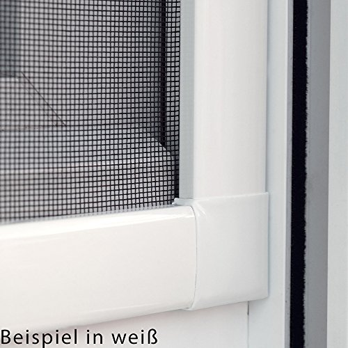 mako Insektenschutz Fenster slimLINE 110 x 130 cm ALU-Rahmen in Braun Fliegengitter-Fenster mit Schnellmontagefedern Insektenfenster kürzbar ohne Bohren - 3