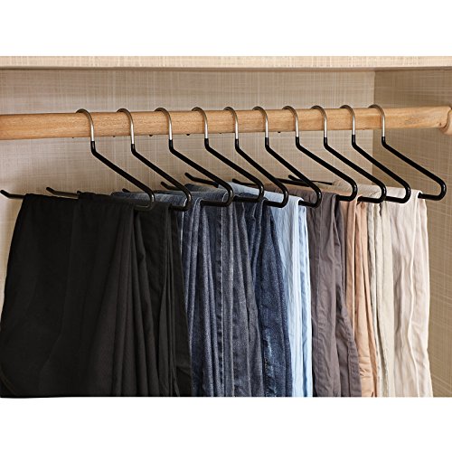 Songmics 20 Stück Metall Kleiderbügel Hosenbügel Ø 5 mm Draht Gummiert Rutschfest Schwarz 38 cm – verchromt CRI004-20 - 2